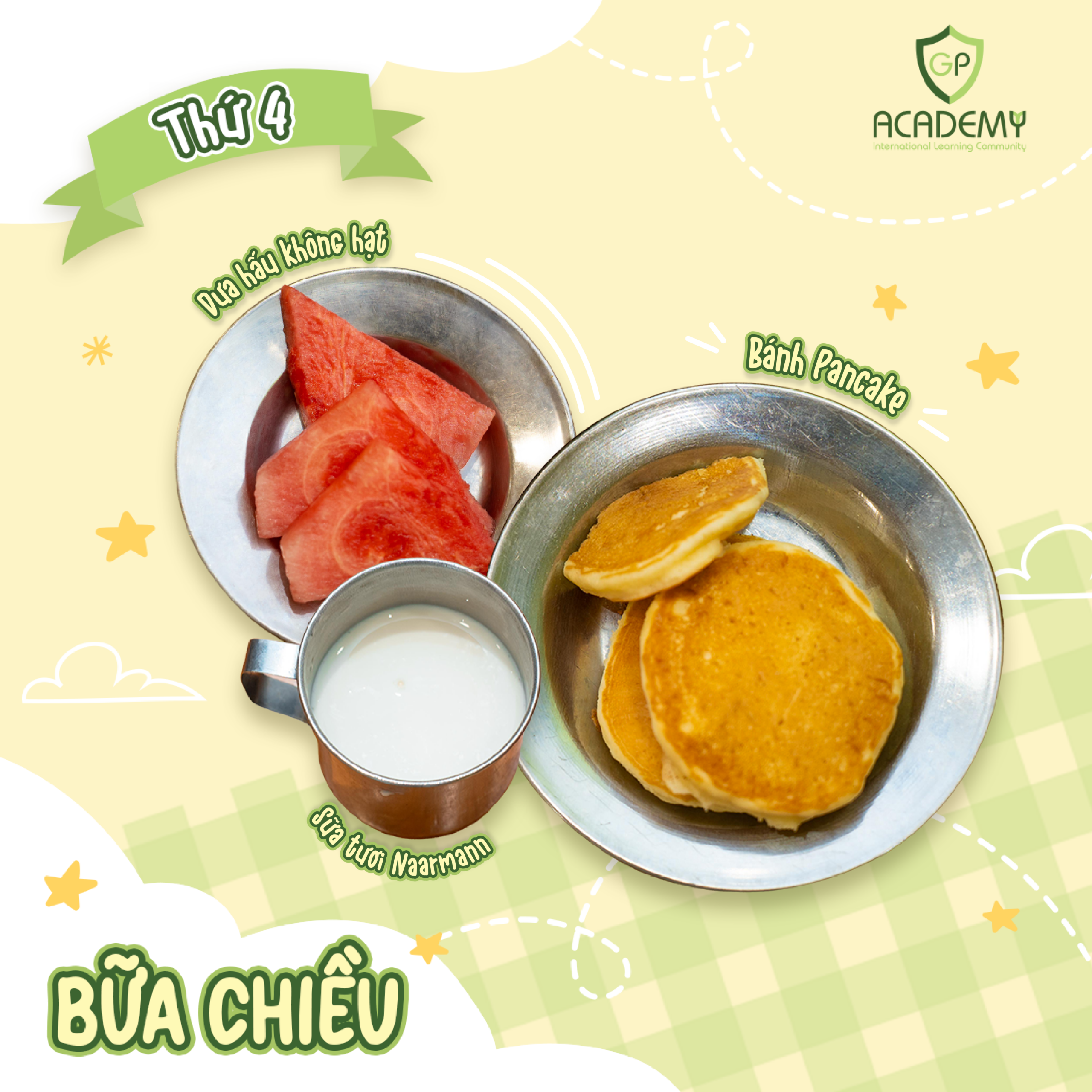 Bữa sáng tại GPA đa dạng thay đổi theo ngày.